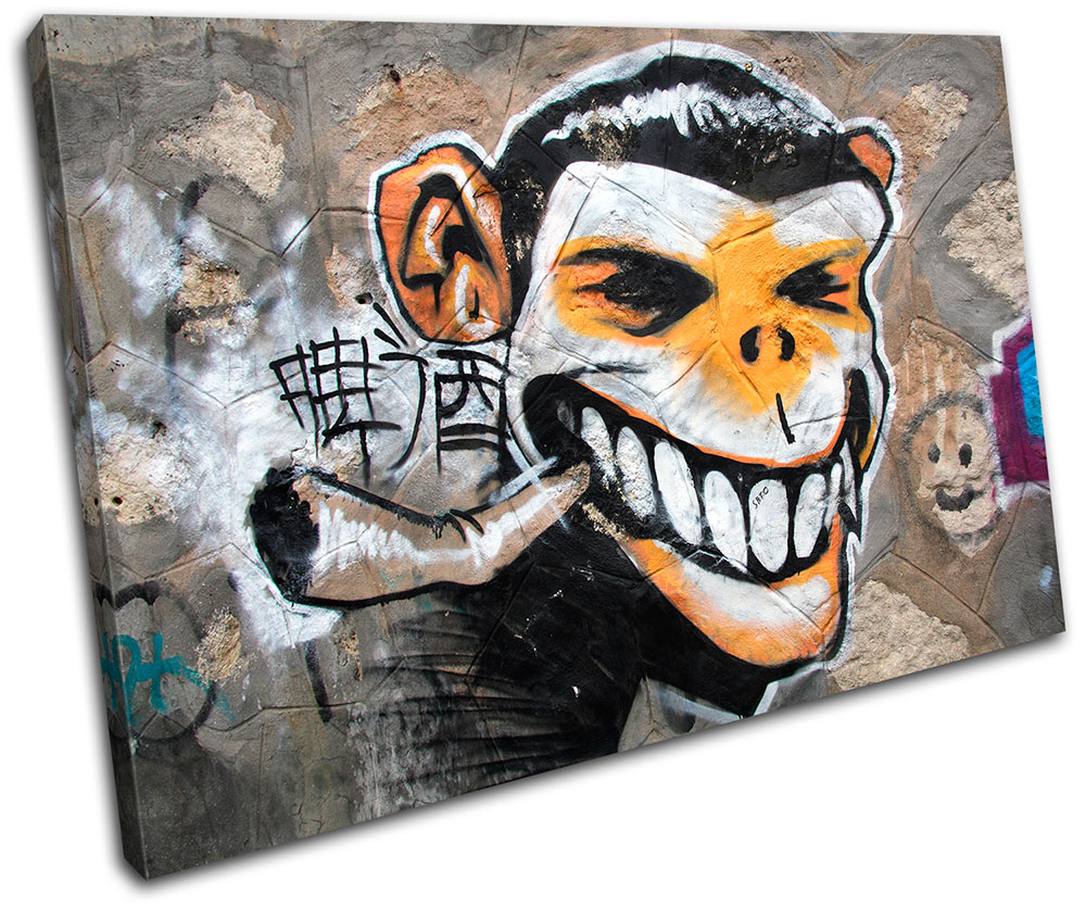 Monkey Graffiti Street Joint Cannabis Weed Ganga Dope Canvas Art Picture Print Ebay