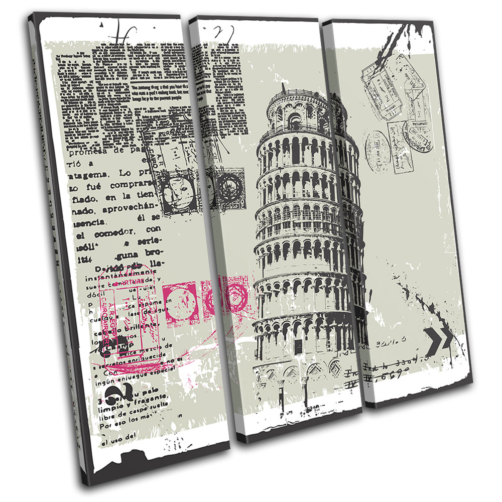 Travel Around The World Advertisement Tower of Pisa Retro Italy Vintage Italy Canvas