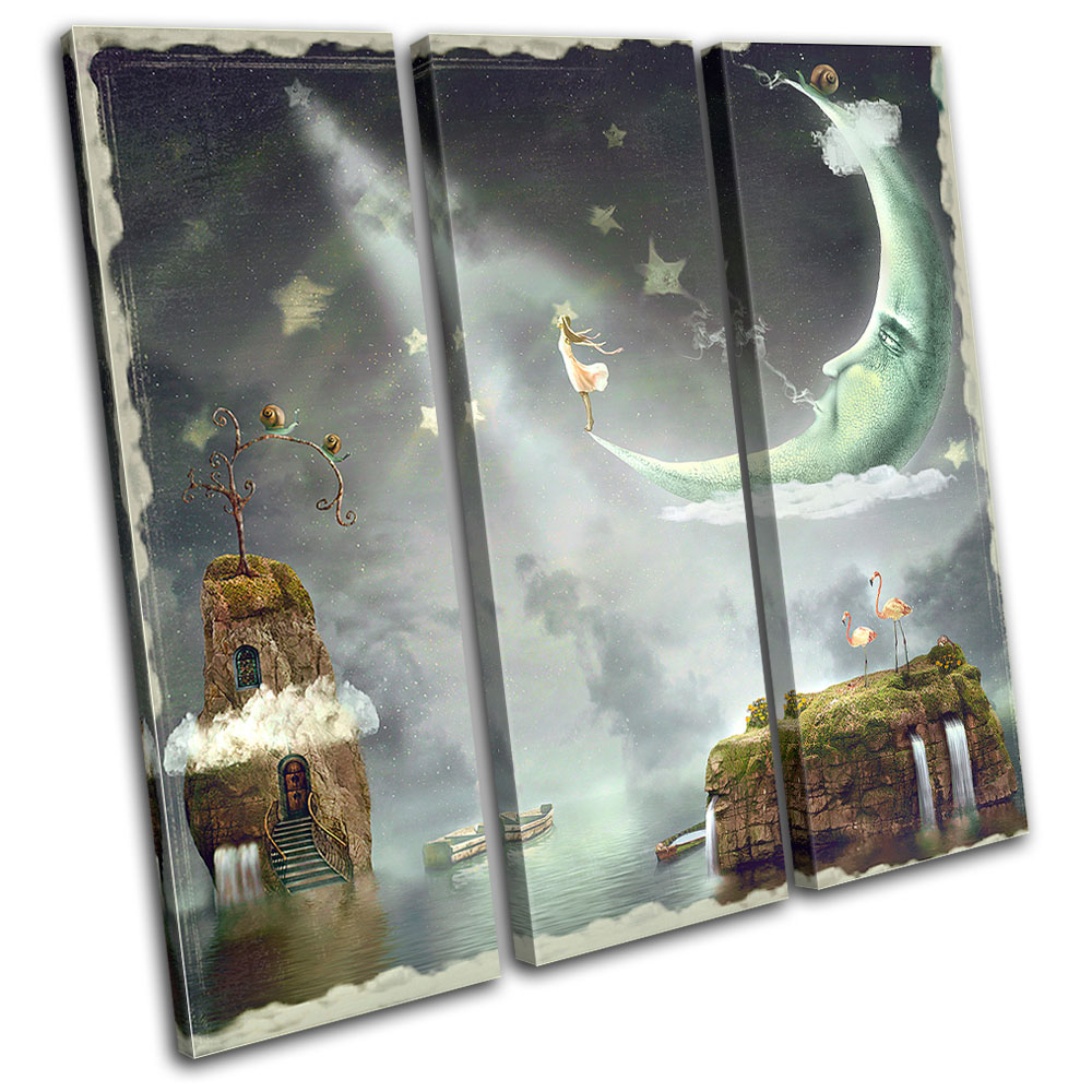 Nighttime Magic Fantasy TREBLE CANVAS WALL ART Picture Print VA | eBay