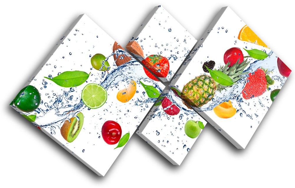 Fresh Fruits Splash Food Kitchen Multi Canvas Wall Art Picture Print Va Ebay