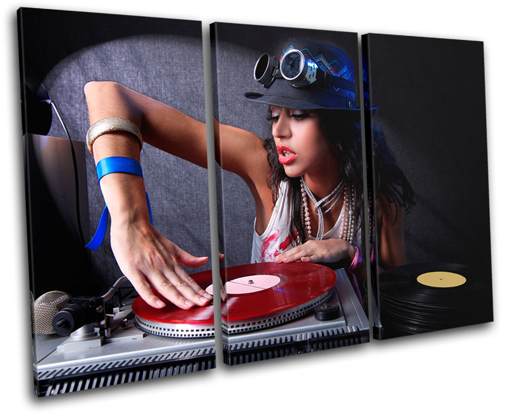 Turntable Decks DJ Club TREBLE CANVAS WALL ART Picture Print VA
