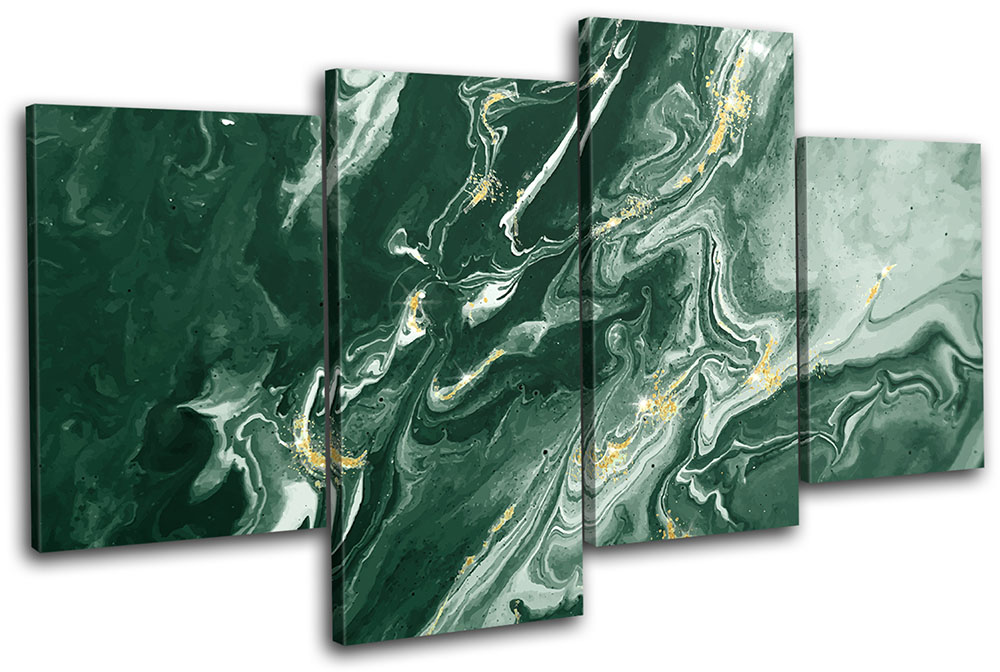 Emerald Green Marble Gold Abstract MULTI CANVAS WALL ART