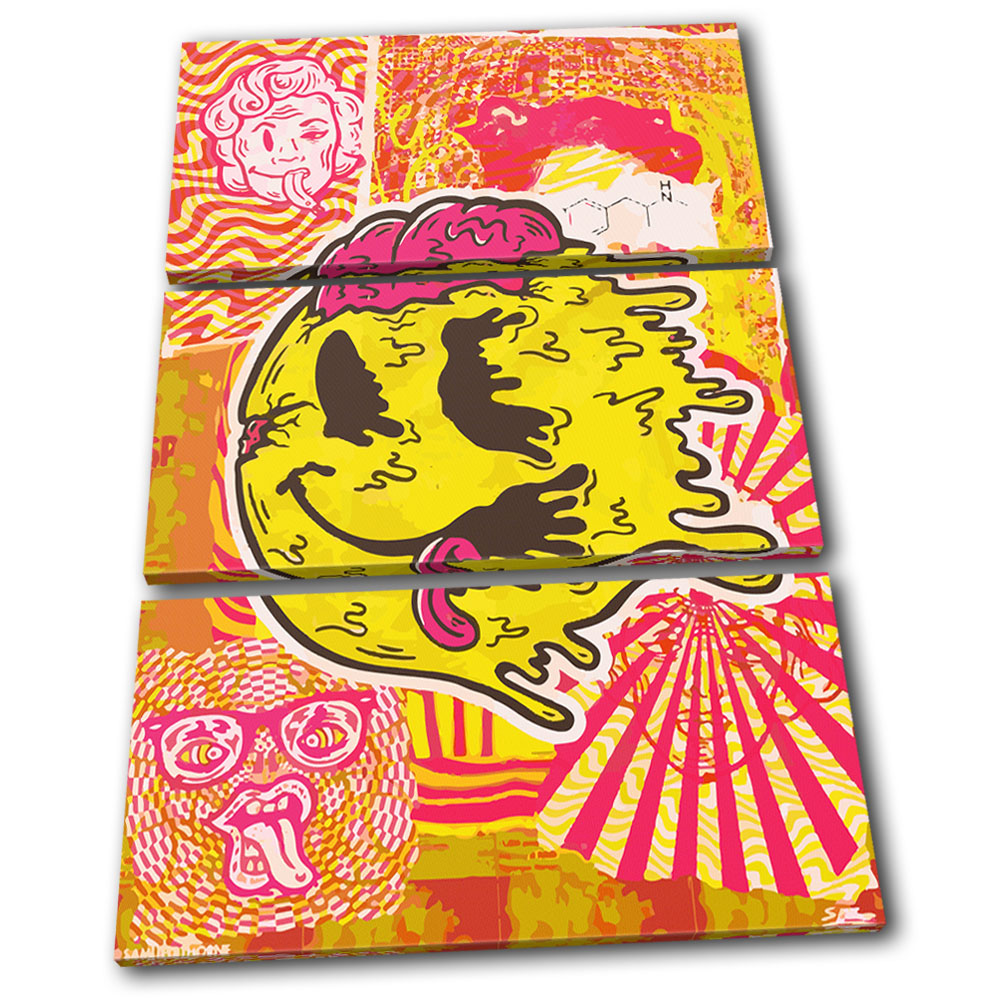 90s Rave Acid Culture Pop Art DJ Club TREBLE CANVAS WALL ART