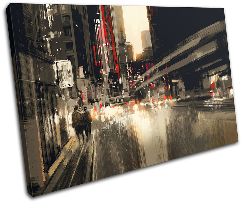 Abstract Cityscape Painting Style Urban SINGLE CANVAS WALL ART Picture