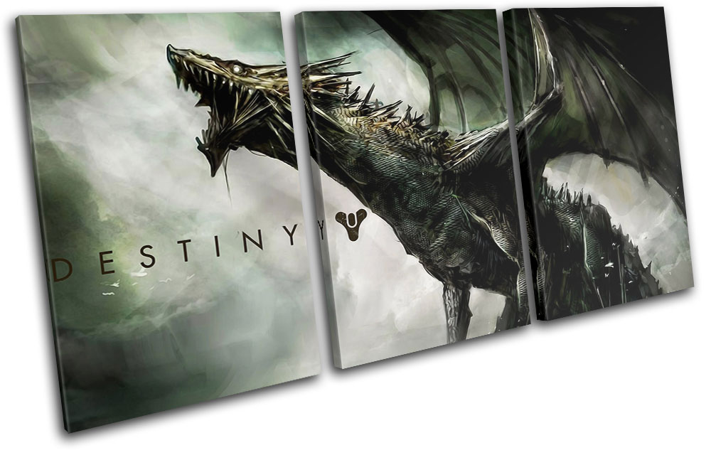 Destiny Dragon Gaming Treble Canvas Wall Art Picture Print Ebay