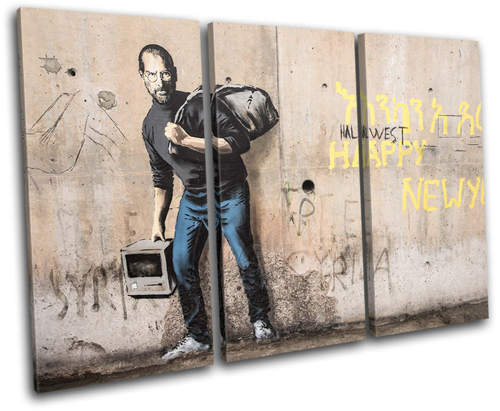 Steve Jobs Banksy Banksy Street TREBLE CANVAS WALL ART Picture Print | eBay