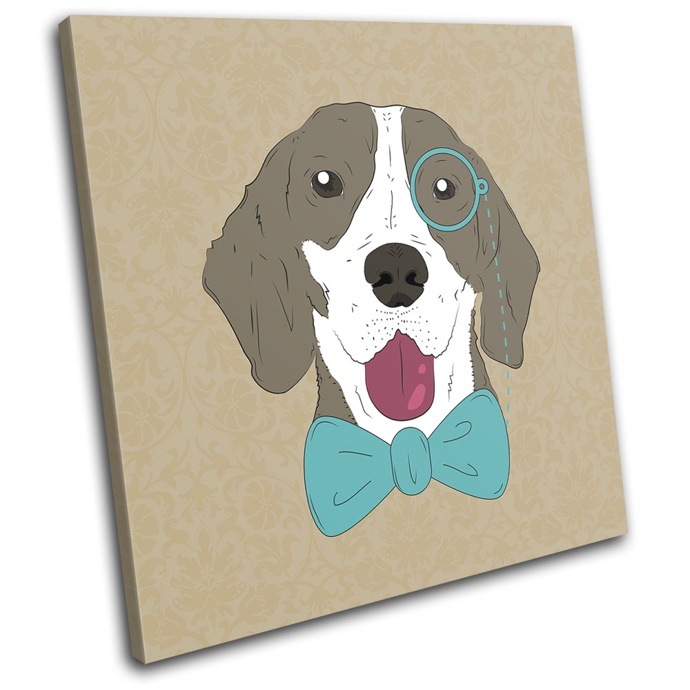 Funny Dog Illustration Animals SINGLE CANVAS WALL ART Picture Print eBay
