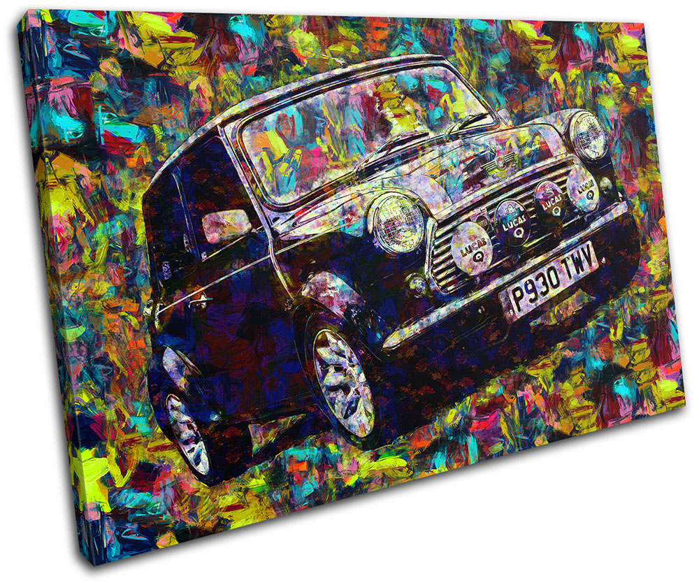 Vintage Retro Paint Mini Cooper Cars SINGLE CANVAS WALL ART Picture