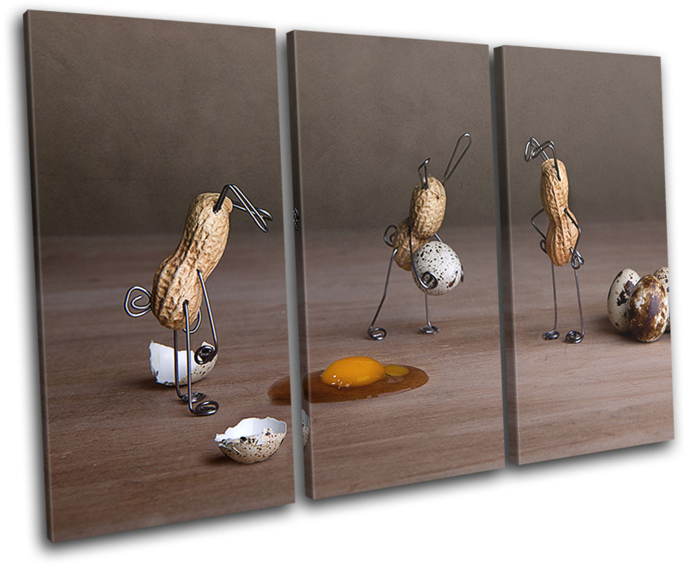 Peanut Men Eggs Food Kitchen TREBLE CANVAS WALL ART Picture Print VA