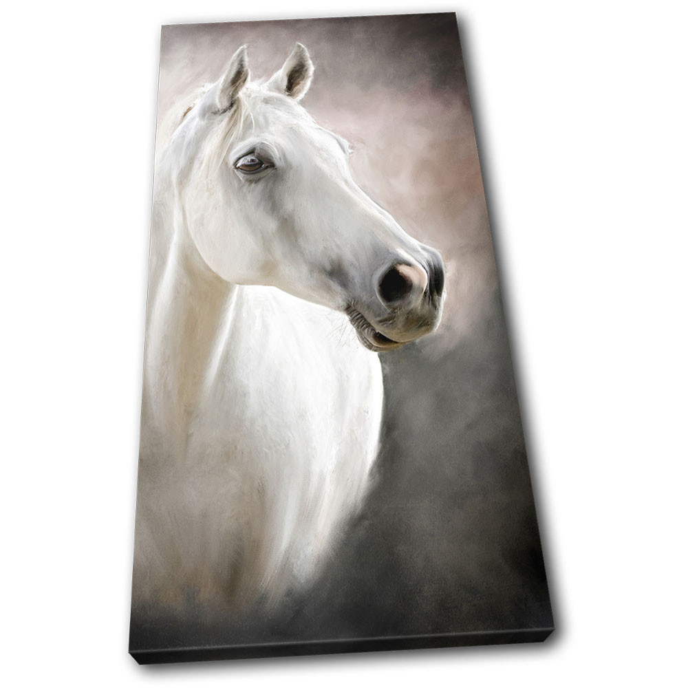 White Horse Painting Style Animals Single Canvas Wall Art Picture Print Ebay