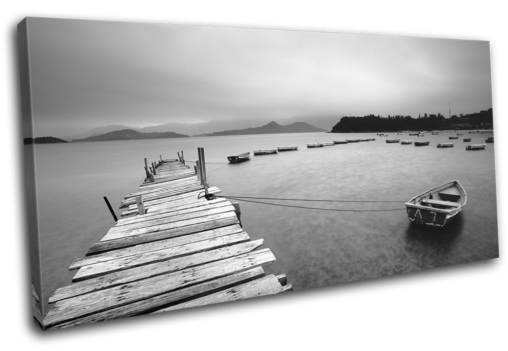 Lake Jetty Pier Sunset Seascape MULTI CANVAS WALL ART Picture Print VA
