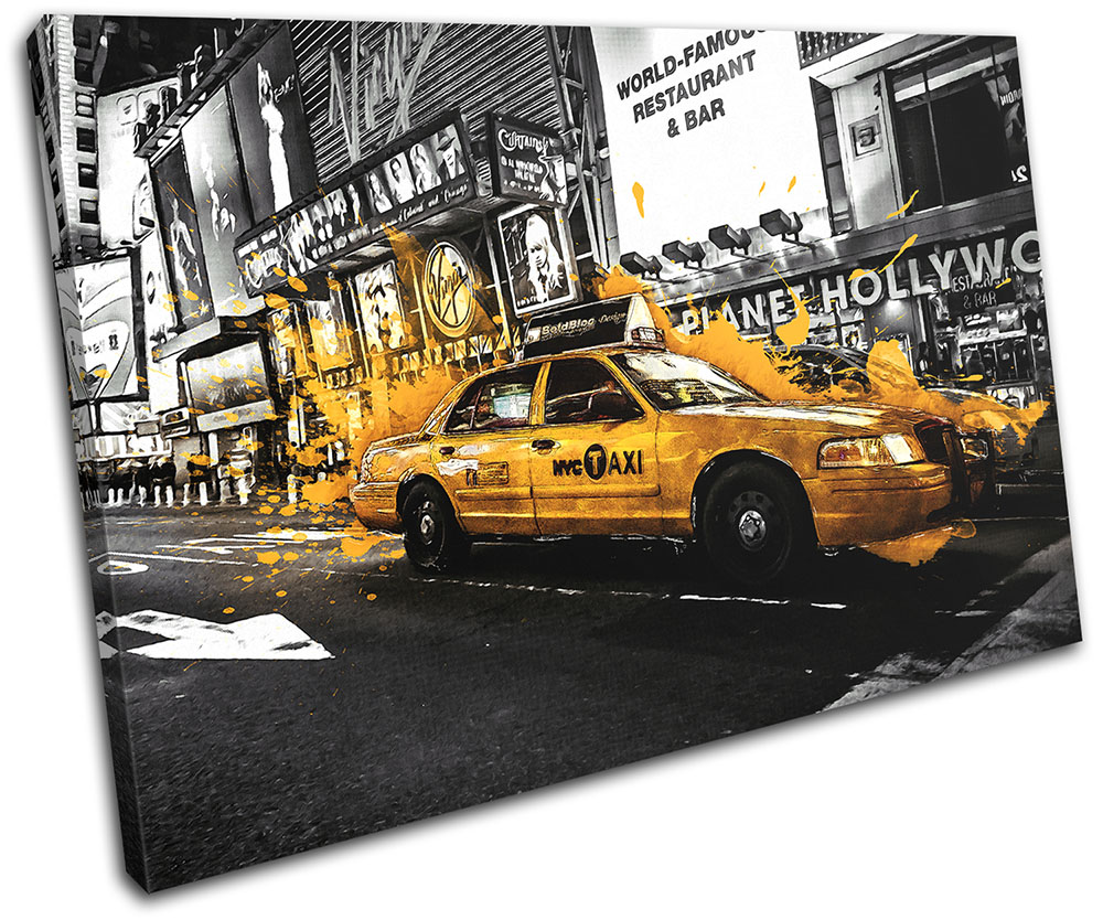 Yellow Taxi Cab Car New York Nyc City Single Canvas Wall Art Picture Print Ebay