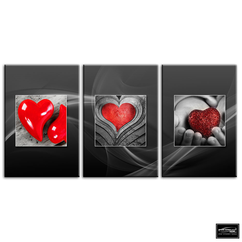 Love Couple Hearts Illustration BOX FRAMED CANVAS ART Picture HDR 280gsm